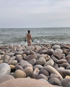 Skinny dipping in the sea