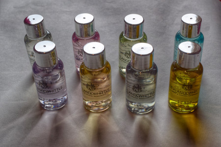 Eight travel washes in the collection